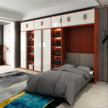 Murphy Bed Wall Beds with Cabinet Wardrobe Bedroom Furniture Invisible Folding Bed with Closets